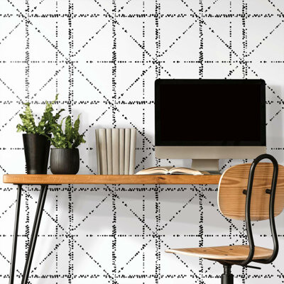 Room Mates Diamond Grid Specks 18.9' L x 18" W Peel and Stick Wallpaper Roll