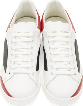Alexander McQueen White & Red Leather Colorblock Sneakers