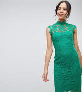Thumbnail for your product : Paper Dolls Tall high neck lace midi dress in emerald green