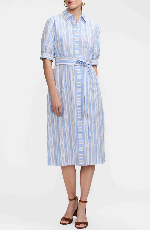 Foxcroft Esther Tie Waist Midi Shirtdress