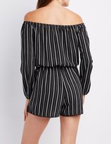Thumbnail for your product : Charlotte Russe Striped Off-The-Shoulder Romper