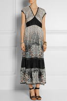 Thumbnail for your product : Anna Sui Printed lace-paneled silk-blend chiffon maxi dress