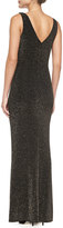 Thumbnail for your product : Laundry by Shelli Segal Sleeveless V-Neck Shirred Metallic Gown