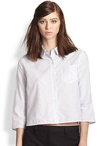 Thumbnail for your product : Theory Lerlynn Santo Cotton & Linen Cropped Striped Shirt
