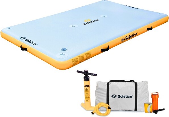 Solstice8x5ftHeavyDutyInflatableFloatingDockWaterLoungerRaftingPlatformTableBedw/Pump&StorageBagforLakesPools&RiversMulti