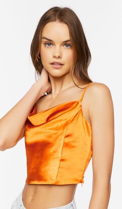 Forever 21 Satin Cowl Neck Crop Top
