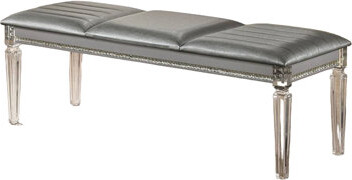 Latitude Run Elegant Bedroom Bench In Pearl White With Acrylic Legs And Subtle Crystal Accents Contemporary Solid Wood Mirror