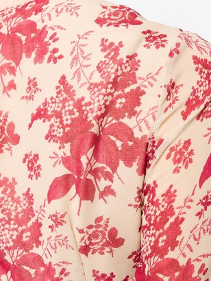 RED Valentino Empire-Line Floral Midi-Dress