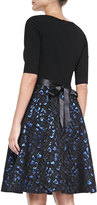 Thumbnail for your product : Rickie Freeman For Teri Jon 3/4-Sleeve Snake-Print Skirt Cocktail Dress