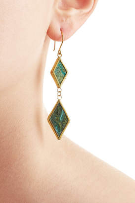 Pippa Small Gold Plated Silver Earrings with Chrysocolla Stones