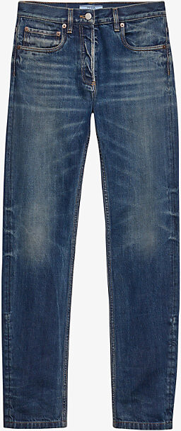 Womens Blue Slim-Fit Selvedge-Denim Jeans 34