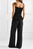 Thumbnail for your product : Tory Burch Smocked Silk Crepe De Chine Jumpsuit - Black