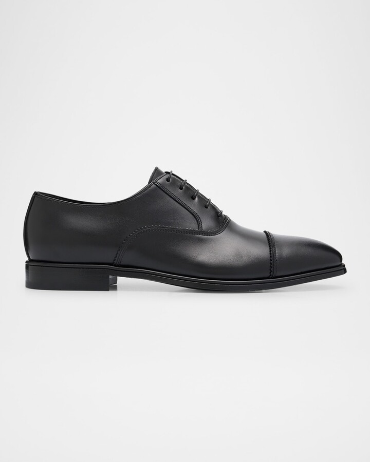 Ferragamo Men's Boston Brogue Leather Cap-Toe Oxfords