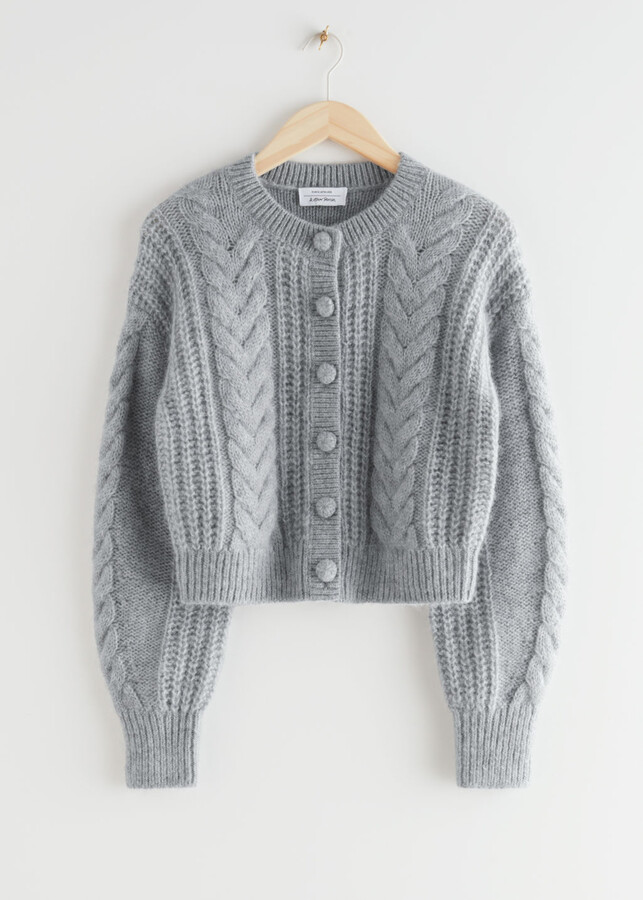 And other stories Cropped Cable Knit Cardigan - ShopStyle