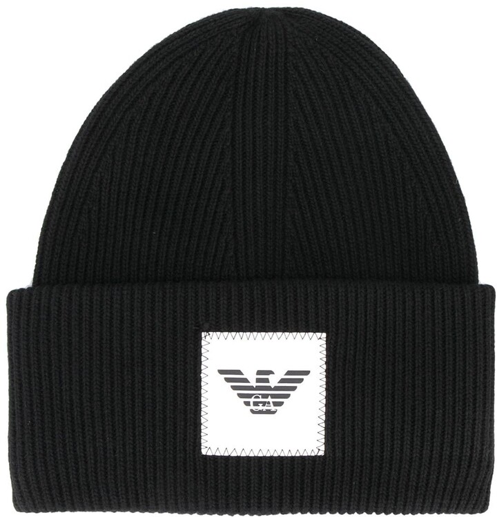 Emporio Armani Ribbed Knit Beanie - ShopStyle Hats