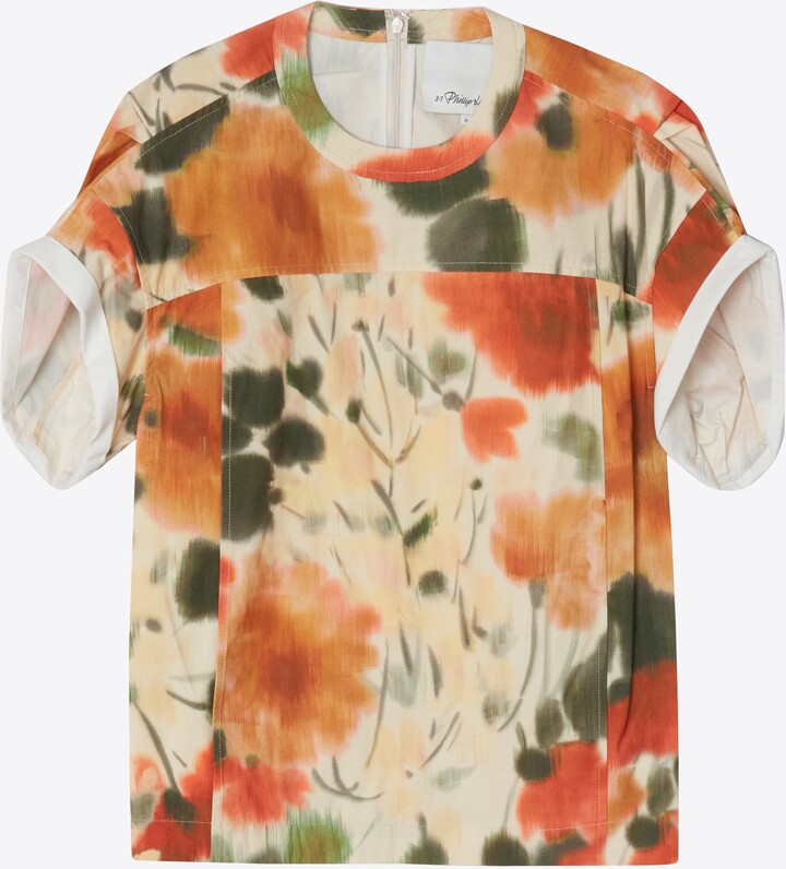 Blurred Marigold Short Sleeve Cocoon Top in MARIGOLD MULTI