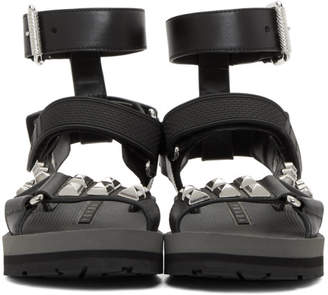 Prada Black Studded Velcro Sandals