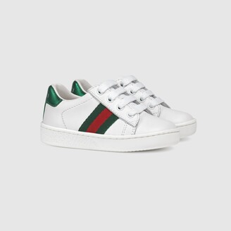 Gucci Toddler leather low-top with Web