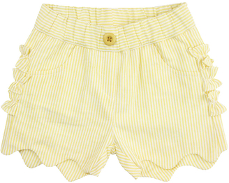 Yellow Scallop Seersucker Shorts - Infant Toddler & Girls