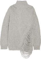 Thumbnail for your product : IRO Vasen Oversized Laddered Wool-blend Turtleneck Sweater - Light gray