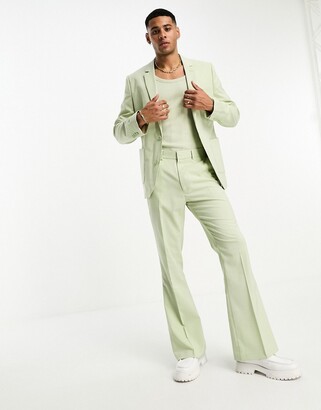 ASOS DESIGN flare suit pants in pale green - ShopStyle