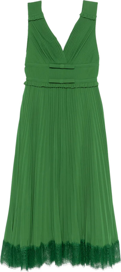 Self-Portrait Bow Pleated Dress