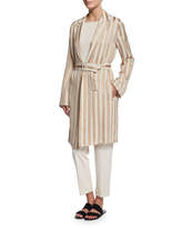 Thumbnail for your product : The Row Stervis Striped Jacket W/Belt, Blush/Ivory Stripe