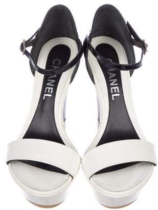 Chanel Patent Wedge Sandals