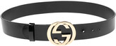 Thumbnail for your product : Gucci Black Leather Interlocking G Buckle Belt 90CM