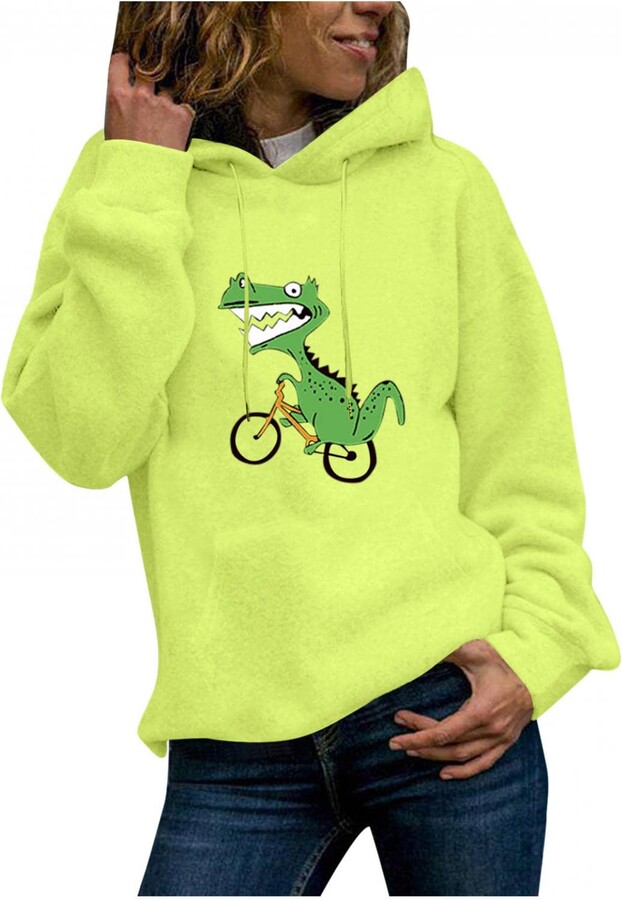 Fhuuly Womens Animal Hoodie Sweatshirt with Drawstring Novelty Cute Cartoon  Dinosaur Splice Long Sleeve Tops Casual Zipper Hoody Pullover Tracksuit for  Teen Girls (Green - ShopStyle