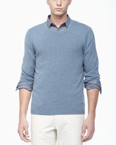 Thumbnail for your product : Theory Crew Neckline Cashmere Sweater, Light Blue