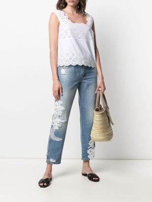 Ermanno Scervino Floral Embroidery Straight Jeans