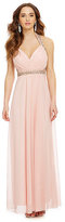 Thumbnail for your product : Sequin Hearts Beaded Trim Halter-Neck Gown