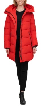 calvin klein women's hooded puffer jacket