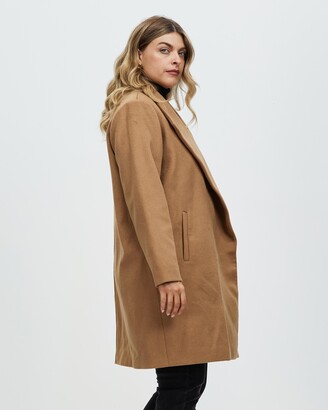 Atmos & Here Atmos&Here Curvy - Women's Brown Coats - Iris Wool Blend Coat - Size 20 at The Iconic