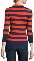 Thumbnail for your product : Frame Rugby-Stripe Polo Sweater, Navy/Tomato