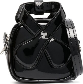Courreges Logo-patch Leather Shoulder Bag in Black
