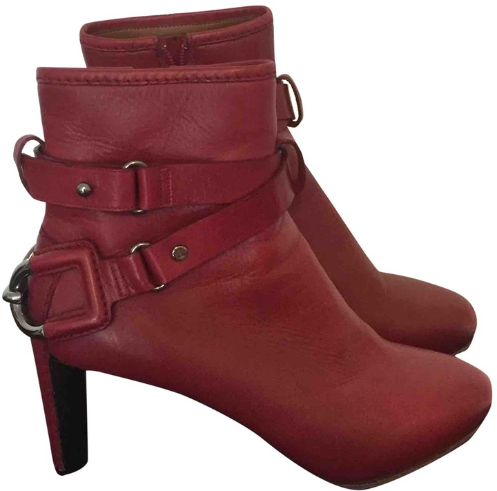 burgundy leather ankle boots