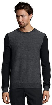 Vince grey and black colorblock wool knit crewneck sweater