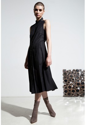 Talented Pleated Front Bare Shoulders Dress With Side Pockets