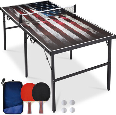 TMS Medium Folding Indoor and Outdoor Ping Pong Table with 2 Paddles, 4 Balls and Carry Bag