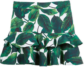 Milly Minis Banana Leaf Ruffle Tiered Mini Skirt, Size 8-14