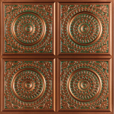 uDecor Maurice 1.98 ft. x 1.98 ft. Drop-in or Glue-Up Vinyl Ceiling Tile in Patina Copper