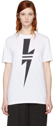 Neil Barrett White Double Stripe Thunderbolt T-Shirt
