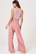 Thumbnail for your product : Little Mistress Mandy Dusty Pink Check Wide-Leg Trousers Co-ord