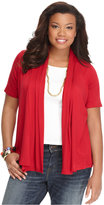 Thumbnail for your product : ING Trendy Plus Size Short-Sleeve Open-Front Cardigan