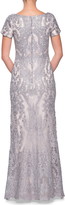 Thumbnail for your product : La Femme Embroidered Lace Column Gown