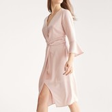 Thumbnail for your product : Paisie Satin Dress With Twisted Waist & Flared Cuffs In Blush