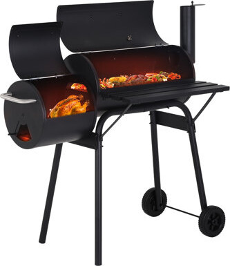 FDW Charcoal Grills 43 Inch Portable Camping Grill For 6-10 People Large Charcoal Grill Outdoor BBQ Grill With Offset Smoker And Side Shelf For Backyard C