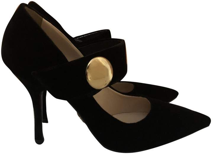black velvet mary jane heels